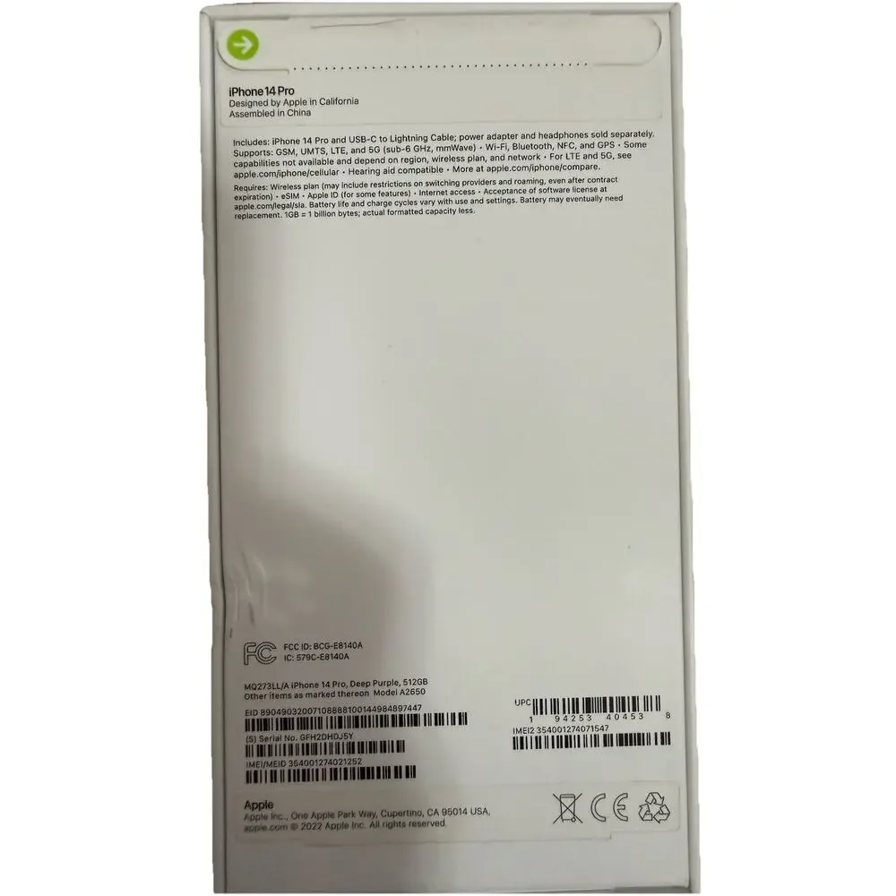 iPHONE 14 Pro Box with Apple Sticker